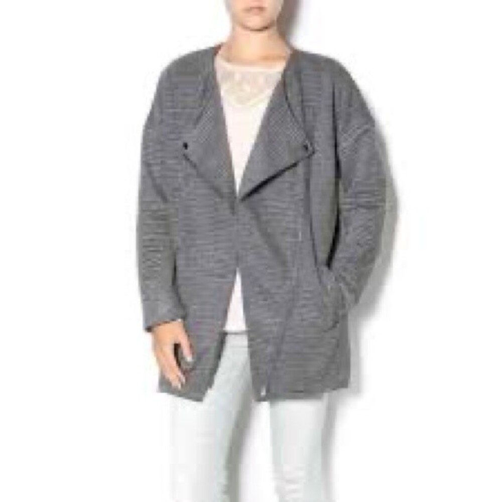 Minkpink Take Care Biker Zip Jacket Ribbed Gray Sz Lg